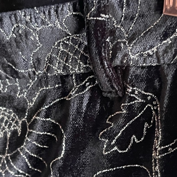 The Kooples NWT BLACK VELVET SUIT TROUSERS with Glitter Floral Print - Picture 11 of 16